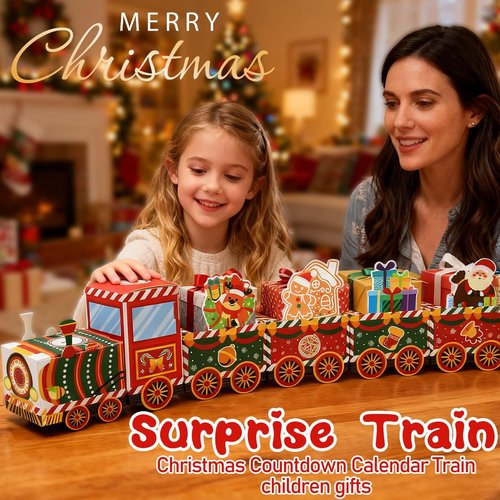 Lihome Diy Advent Calendar - Empty Advent Calendar to Fill Yourself, Christmas Advent Boxes Empty for Kids and Family (Christmas Train)