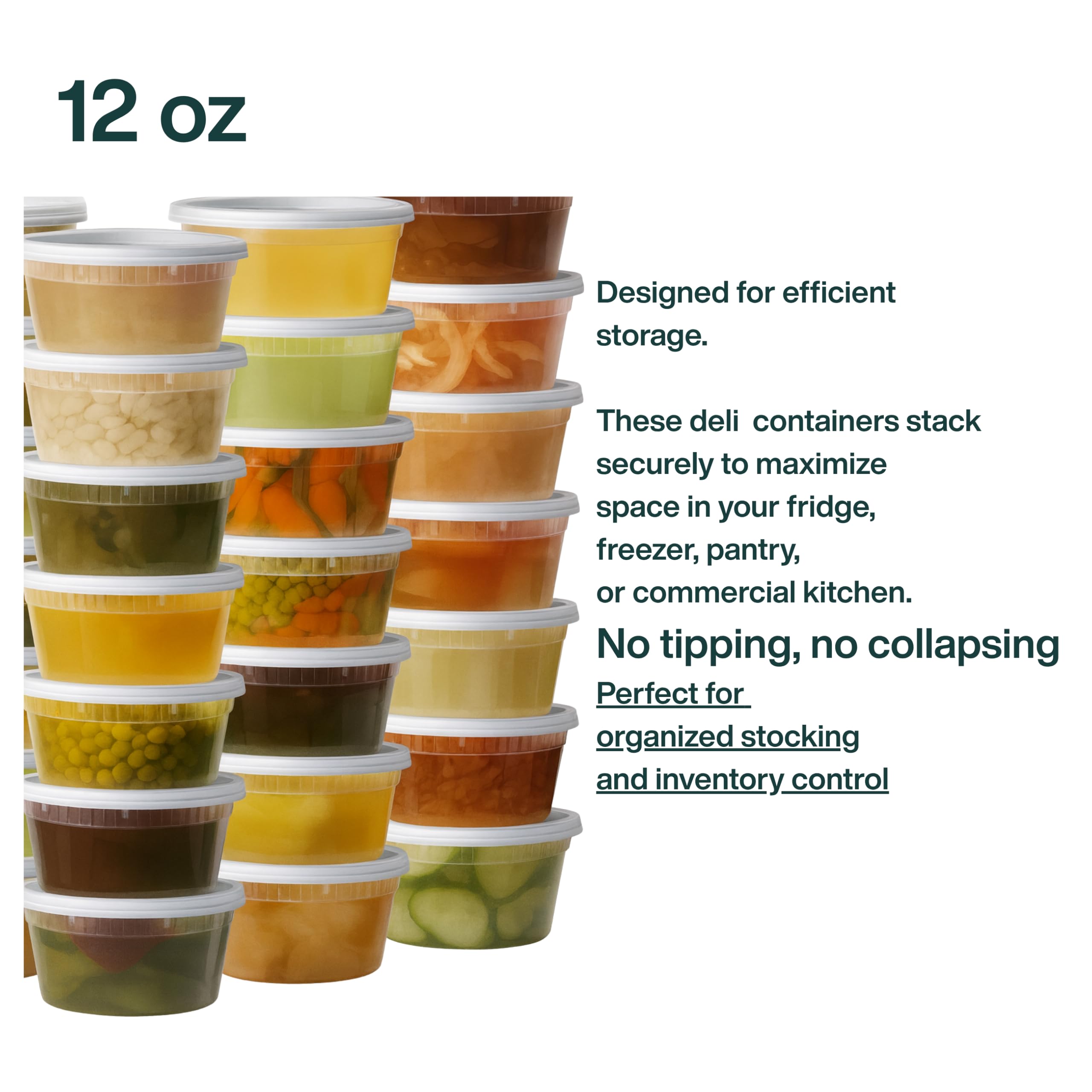 ProTakeOut [12oz-240 Set Plastic Deli Containers with Lids - BPA Free Clear Soup Containers with Airtight Lids, Leak Resistant Food Storage for Meal Prep, Stackable/Microwave/Dishwasher/Freezer Safe