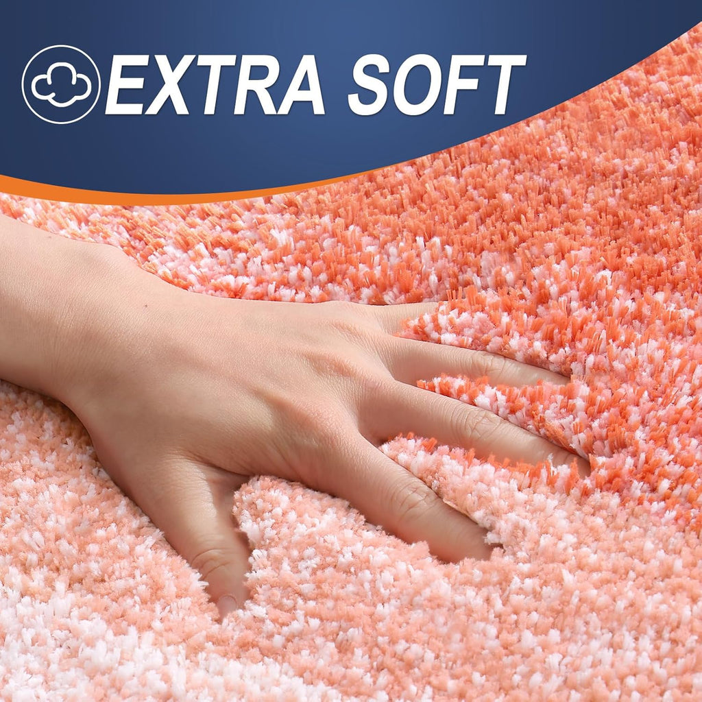 OLANLY Large Bath Rugs - Extra Soft Microfiber with Rubber Backing | Quick Dry, Machine Washable, Coral 45x27
