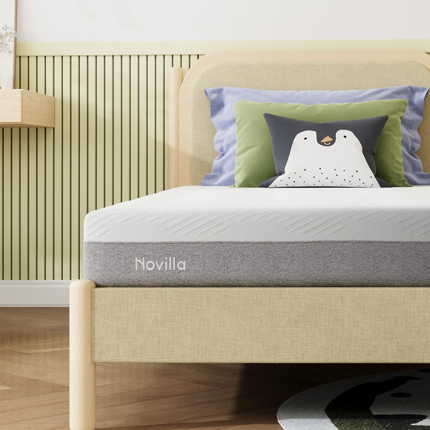 Novilla Twin XL Mattress - 8-Inch Memory Foam for Pressure Relief & Plush Comfort - Grey & White