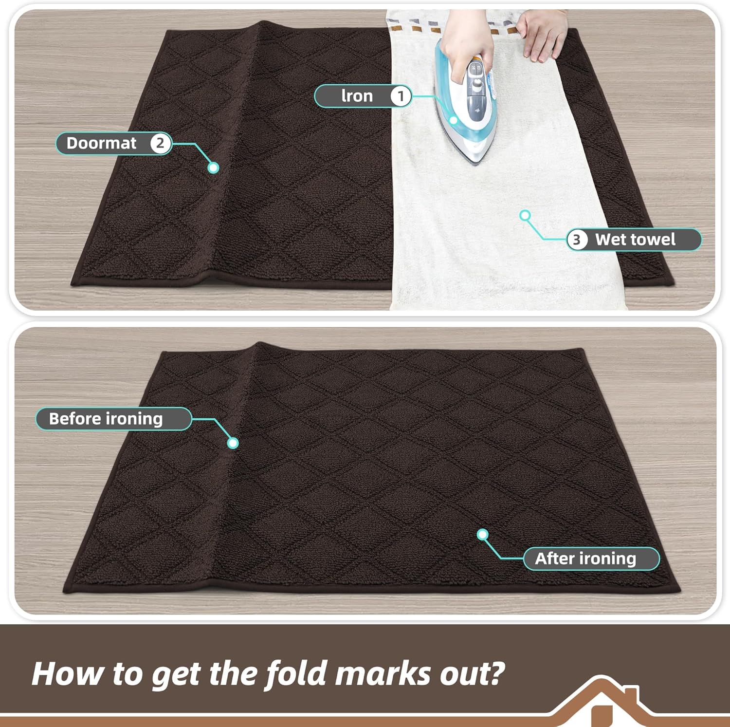 BEQHAUSE Dirt Trapper Door Mat - Non-Slip, Washable, Absorbent Entrance Mat | 20" x 32", Brown