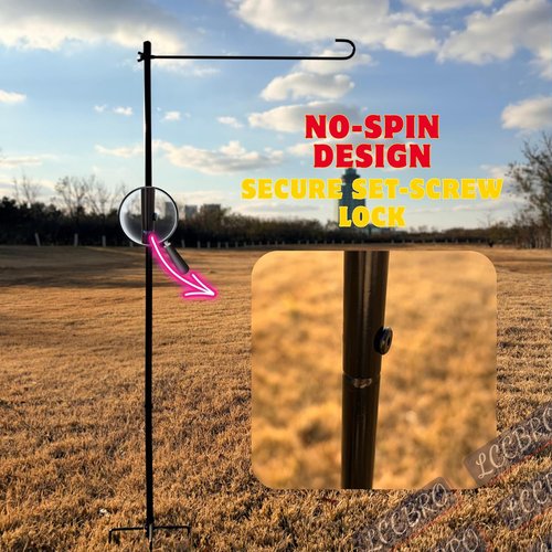 LCCBRO Garden Flag Stand - Heavy Duty No Spin Holder for 12 x 18 Flags | Sturdy 5-Prong Base
