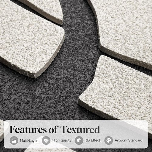 Framed 3D Textured Black and White Abstract Wall Art by [Brand Name] - Modern 3-Piece Set for Living Room | Minimalist Decor 24x36 In