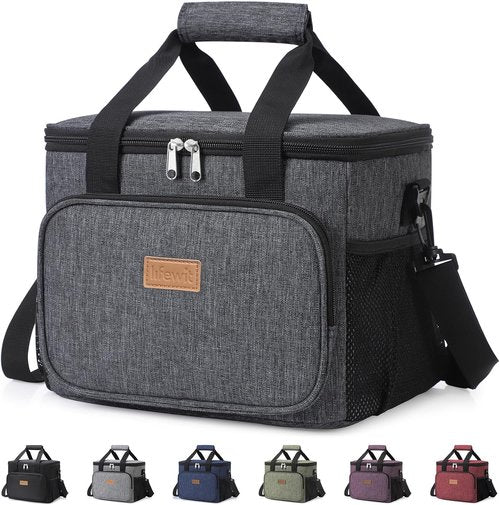 Lifewit Insulated Lunch Bag - Large Soft Cooler Tote for Adults | Dark Gray, 24-Can Capacity (15L)