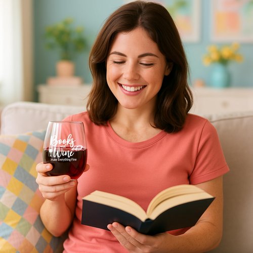 Glassicle Book Lovers Gifts for Women – Stemless Wine Glass for Readers – Funny Bookish Gift, Christmas & Stocking Stuffer for Women Who Love Books and Wine – Books and Wine Make Everything Fine