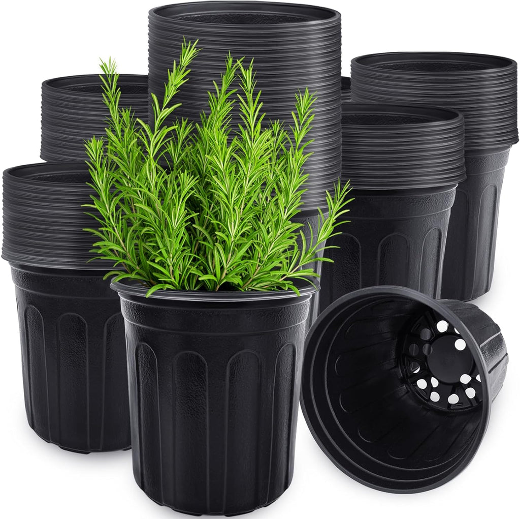 Anyumocz 60 Pcs Flexible 1 Gallon Plant Nursery Pots - Thickened Soft Plastic for Succulents & Transplanting | Black
