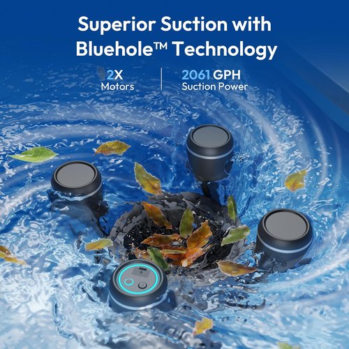 BUBLUE F10 Pool Skimmer Robot - App-Controlled Cleaner with AI Navigation & Powerful Suction | 5L Filter, Space Gray