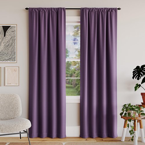 Sun Zero Rianna Theater Grade Extreme 100% Total Blackout Rod Pocket Curtain Panel, Amethyst Purple, 40" W x 63" L (1 Panel)