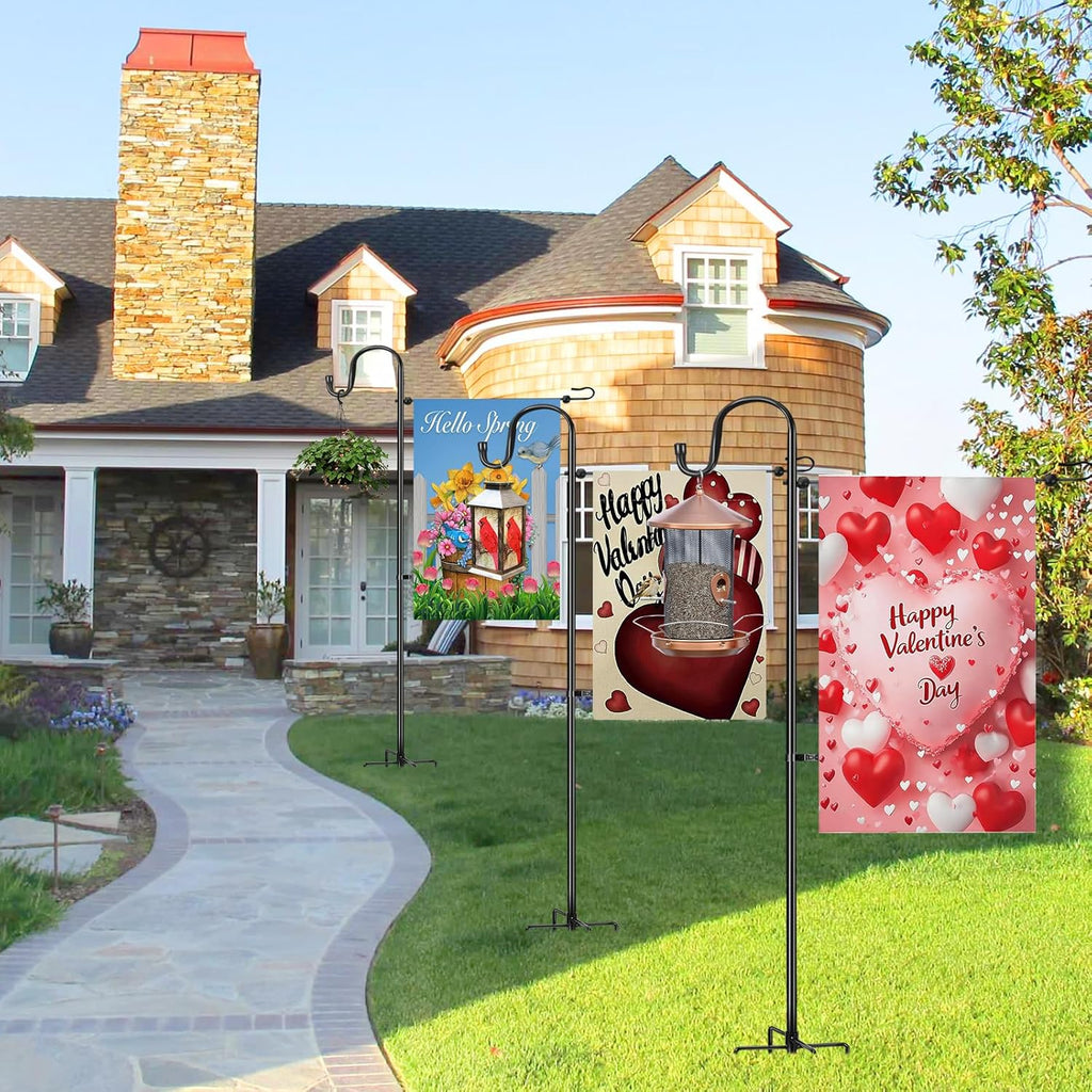 Skiennix Garden Flag Stand - Heavy Duty Holder for 12x18 Flags | 46-Inch Shepherd Hook for Patio & Yard Decor