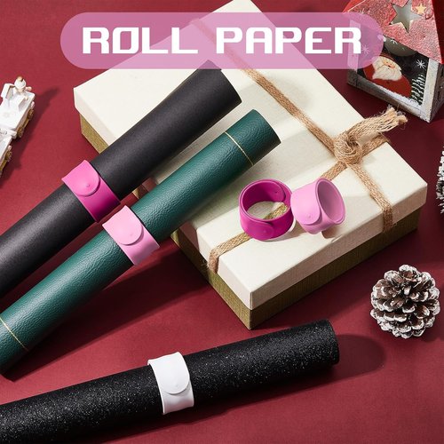 Charniol Wrapping Paper Roll Holder - 12-Piece Silicone Covered Metal Strips | 1 x 9 Inch Stabilizer in Rose Red, Pink, White