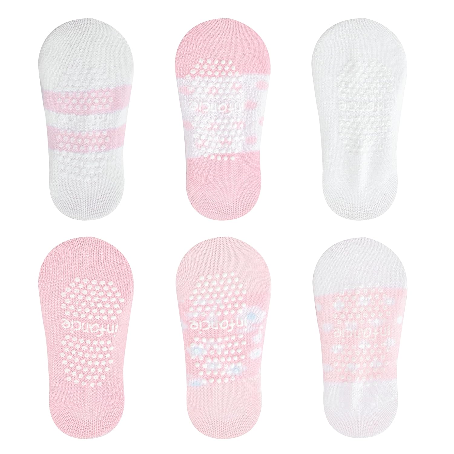Skiennix Organic Cotton Baby Socks - GOTS Certified, Soft & Breathable | 6 Pairs for Newborn Girls (0-6 Months)
