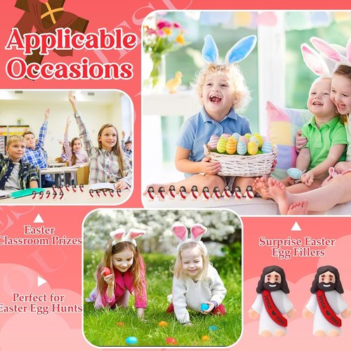 Bememo Mini Jesus Figures - 50 Pcs Christ Toys for Hide and Seek | Perfect Sunday School Party Favors (Red)