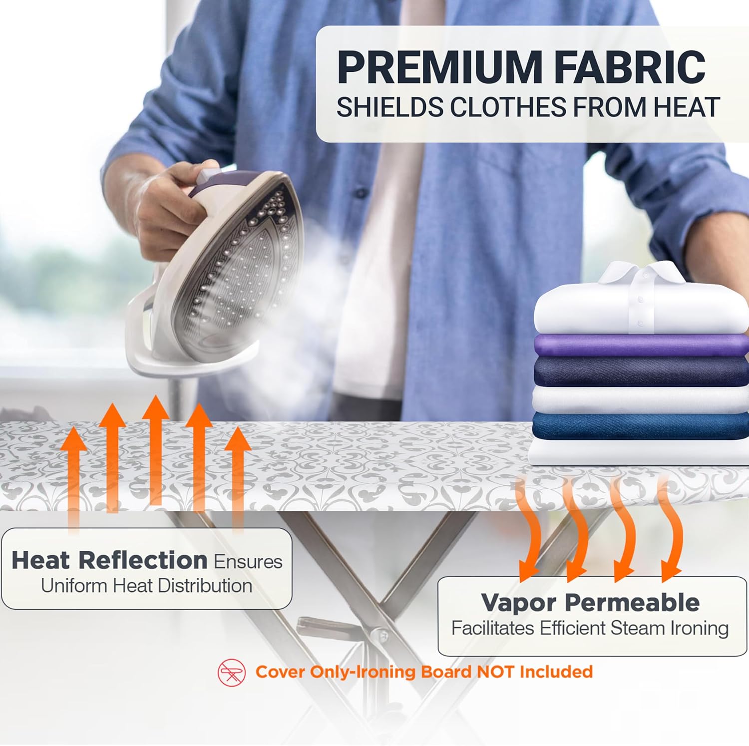 UniSimp Ironing Board Cover - Extra Thick Natural Cotton, Scorch & Stain Resistant | 15"x54" Size