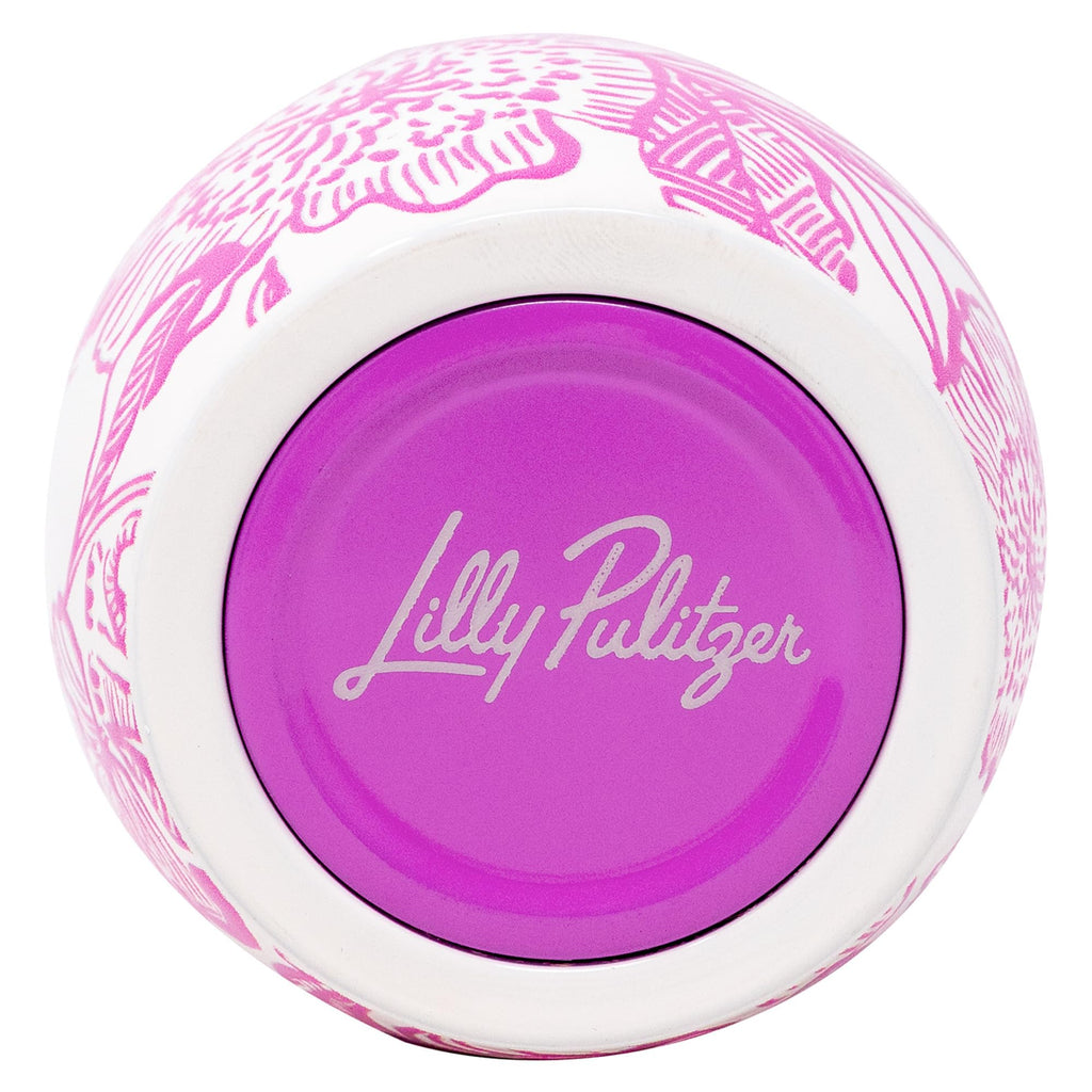 Lilly Pulitzer 10 Oz Stemless Champagne Flute, Small Stainless Steel Tumbler with Lid, Double Wall Insulated Metal Cup (Unforgettable Pink)