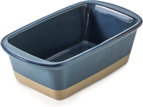 HVH Ceramic Loaf Pan - 9 x 5 Inch Bread Baking Dish | Farmhouse Style in Blue
