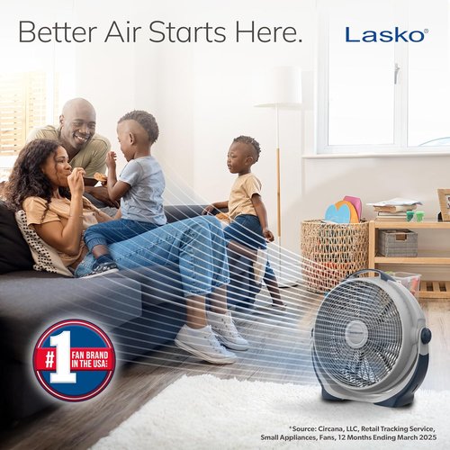 Lasko Wind Machine Fan - Powerful Air Circulator with 3 Speed Settings | 20" Gray Model 3300