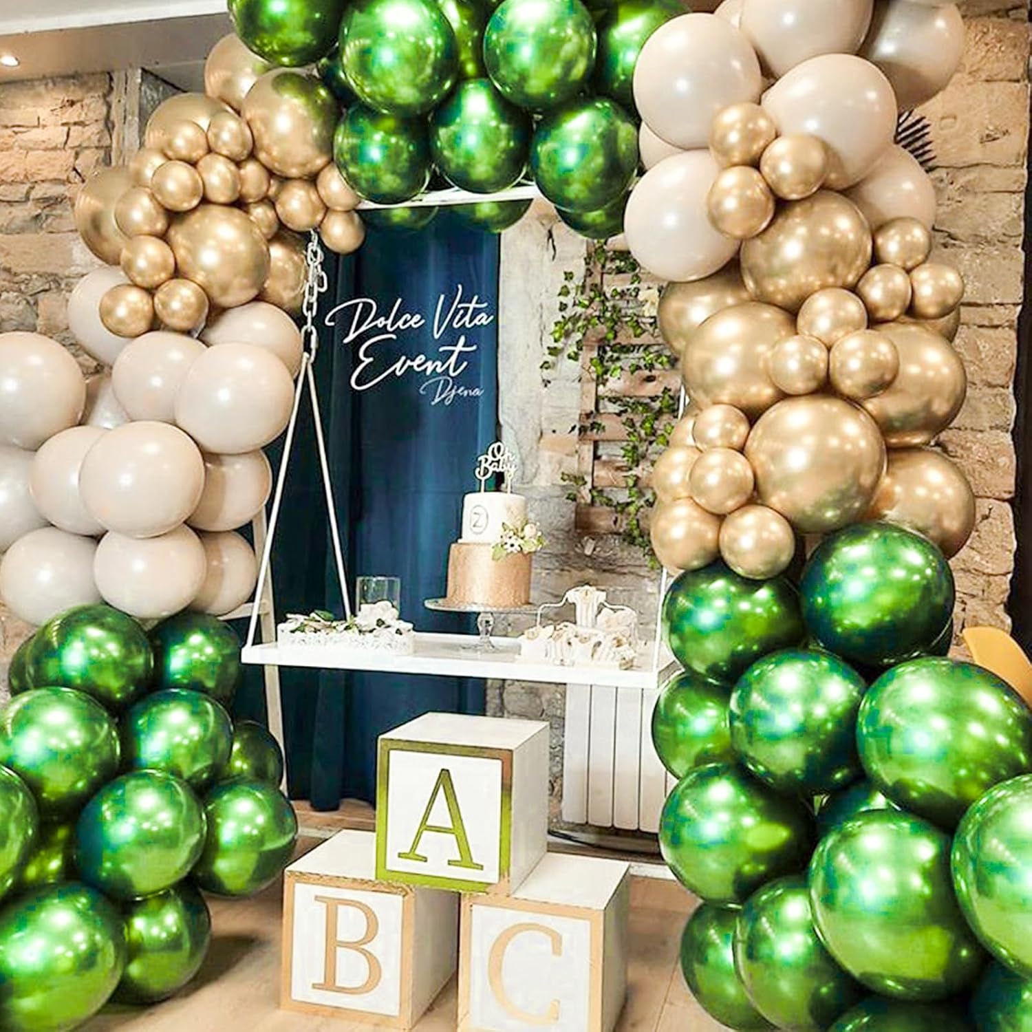 PartyWoo Metallic Green Balloons - 100pcs in Various Sizes for Graduation & Wedding Decor