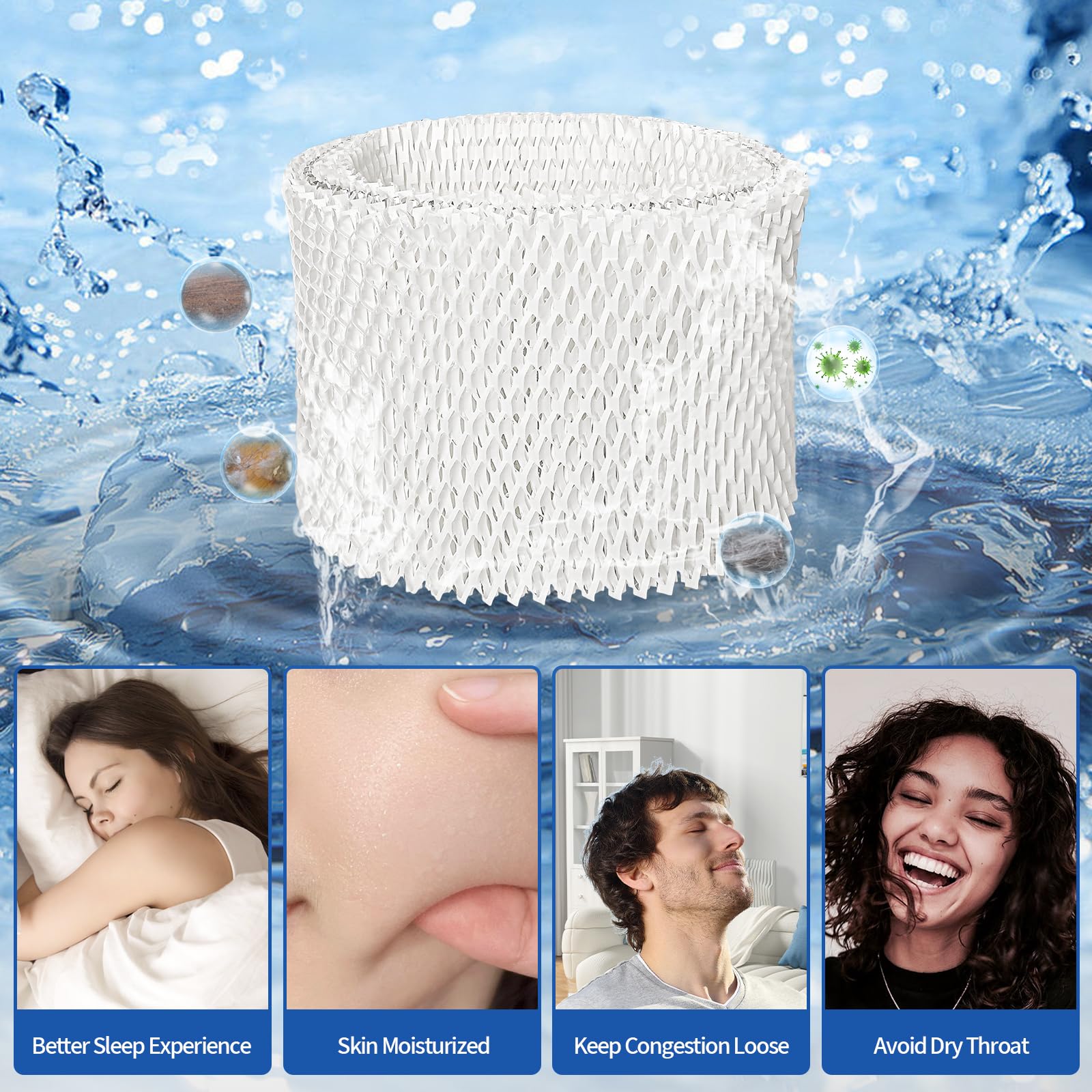WF2 Humidifier Wicking Filters, Compatible with V icks Humidifier V3100 V3500 V3700 V3900, Kaz 3020, Fits for Honey well HCM-300T HCM-350 WA-8D, Sun beam 1118 1119 Series, Envira caire ECM-500, 2 Pack