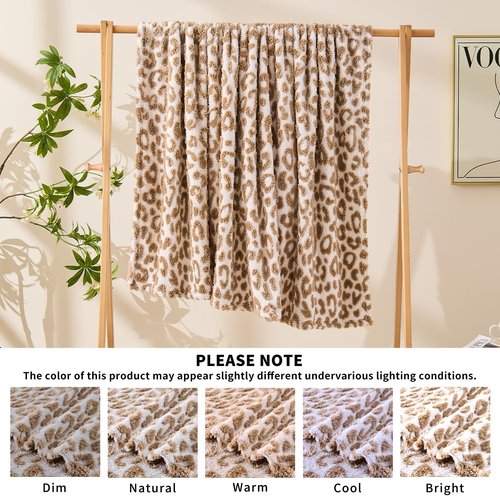 FY FIBER HOUSE Fluffy Blanket Cheetah Print Blanket Twin Blankets for Bed Couch - 60"x80", Brown