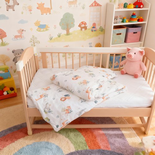 JoyTrek Toddler Comforter, Lightweight Baby Blanket for Toddler Bed, All Season Warm Cribs Quilt Kid Duvet Insert with 100% Cotton Soft Detachable Cover, Machine Washable 47x59in Animals