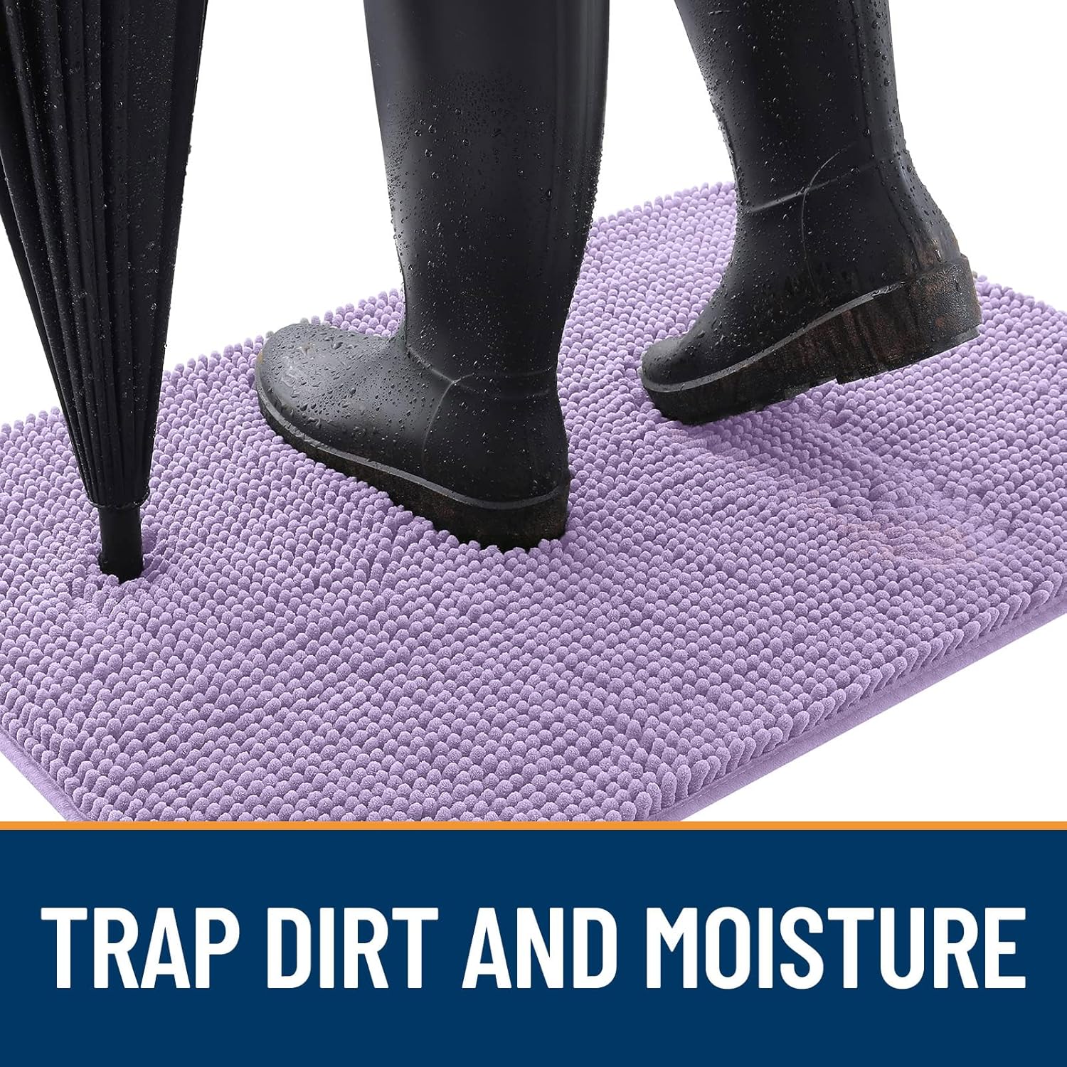 OLANLY Dog Door Mat - Absorbent Non-Slip Washable Doormat for Muddy Paws | 47x20, Quick Dry Chenille, Lavender