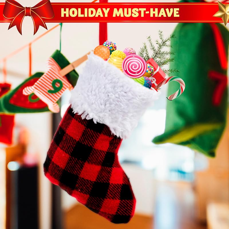Variation of THIS listing: 24 5" Mini Christmas Stockings in Red Plaid – Set of 24