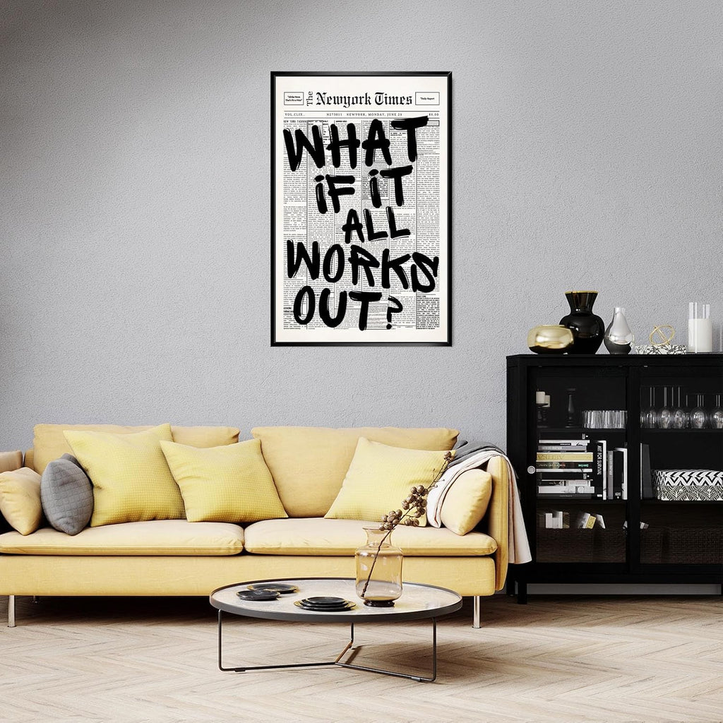 Skiennix Black And White Newspaper Canvas Poster - Inspirational Quote Wall Art | 8x12in Positive Affirmations Decor