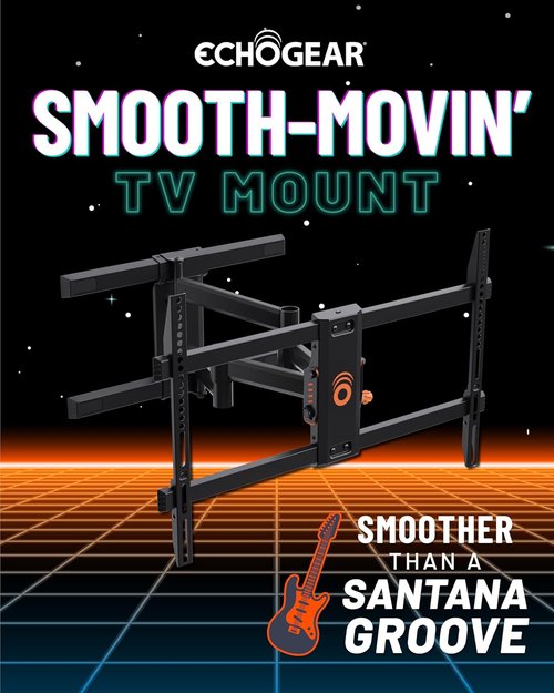 ECHOGEAR Full Motion TV Wall Mount Bracket - Smooth Extension, Swivel & Tilt for TVs Up to 82" - Easy Install Template & Cable Management