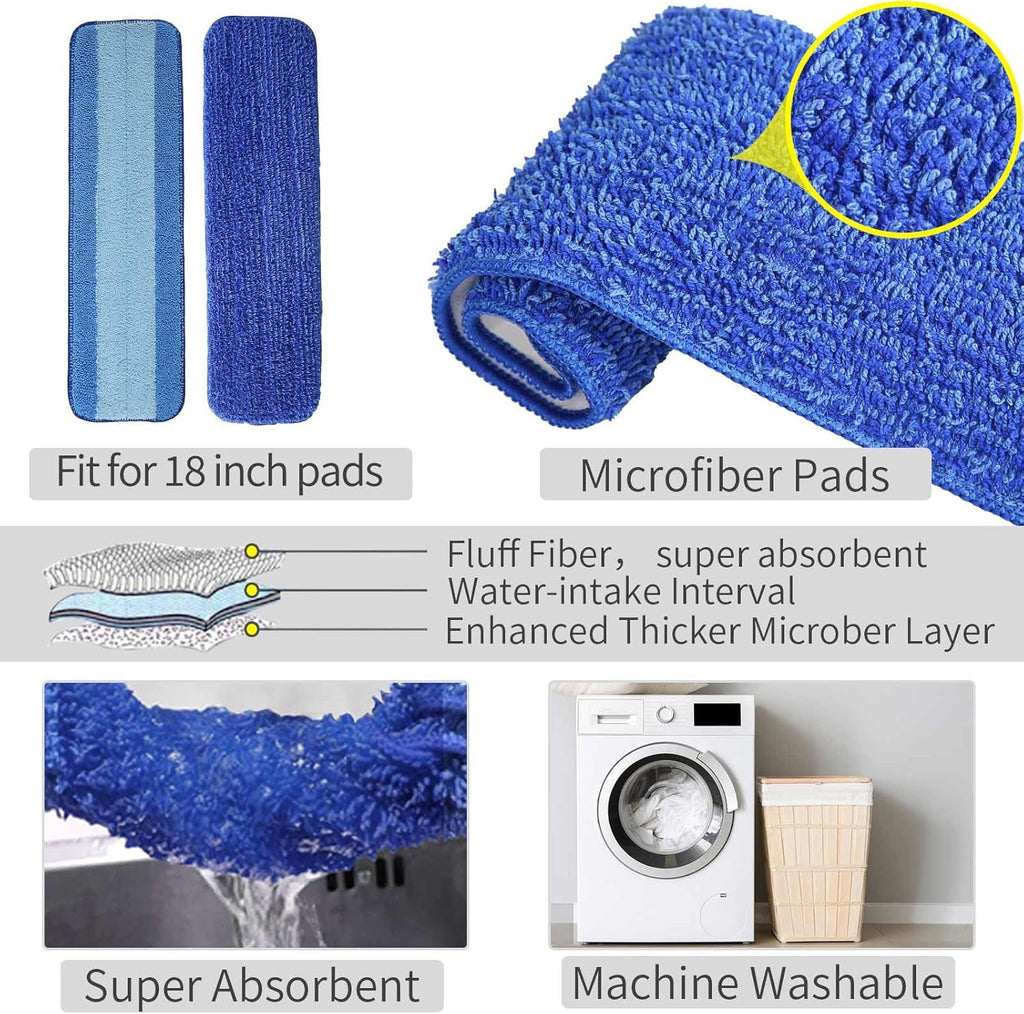 Skiennix Premium Spray Mop - 18-Inch Multi-Purpose Floor Cleaner with 3 Reusable Pads | Blue