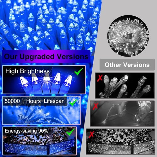 1620 LED Christmas Lights - 164ft Blue Outdoor String Lights with 12 Modes & Timer | Waterproof Twinkle Lights for Holiday Decor