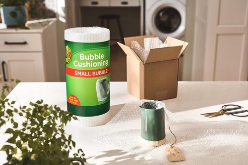 Duck Brand Bubble Cushioning Wrap - 30 FT Clear Packing Roll for Moving & Shipping Protection | Perforated Every 12 IN