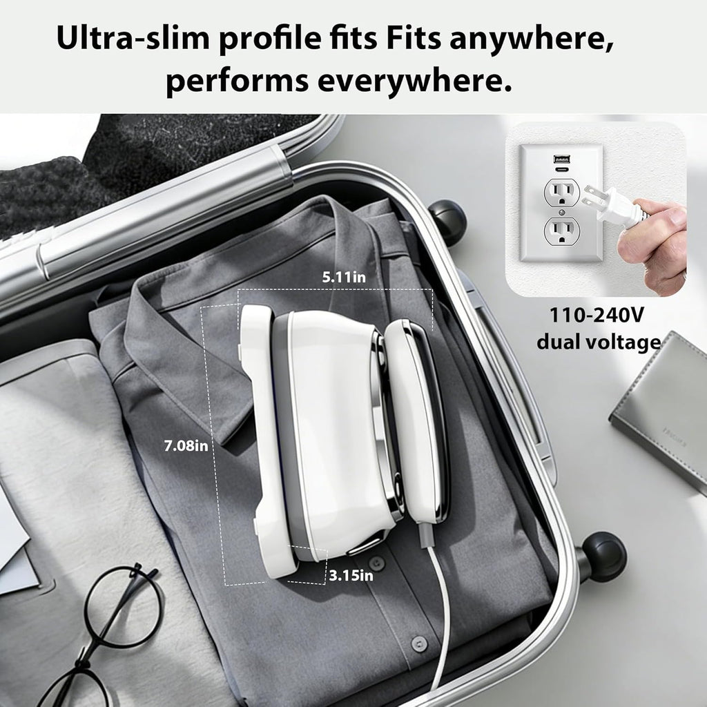 Skiennix Travel Steamer for Clothes - 1300W Power, 160mL Tank, 10s Heat-Up | Ultra-Slim Design for Home & Travel