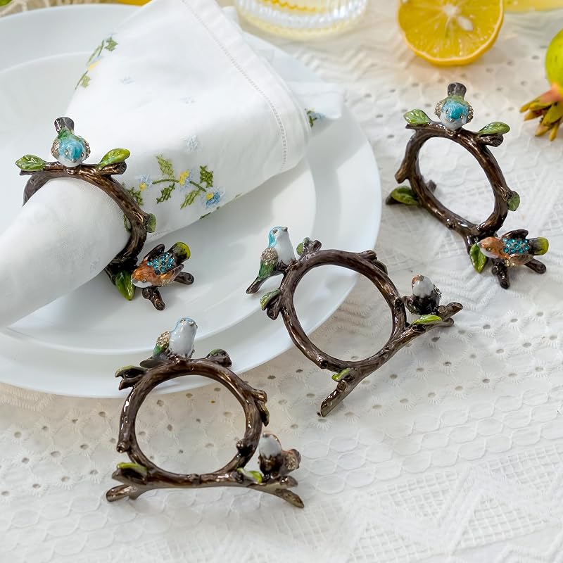 Bird Napkin Ring Set of 4 – Elegant Metal Serpentine Napkin Holders