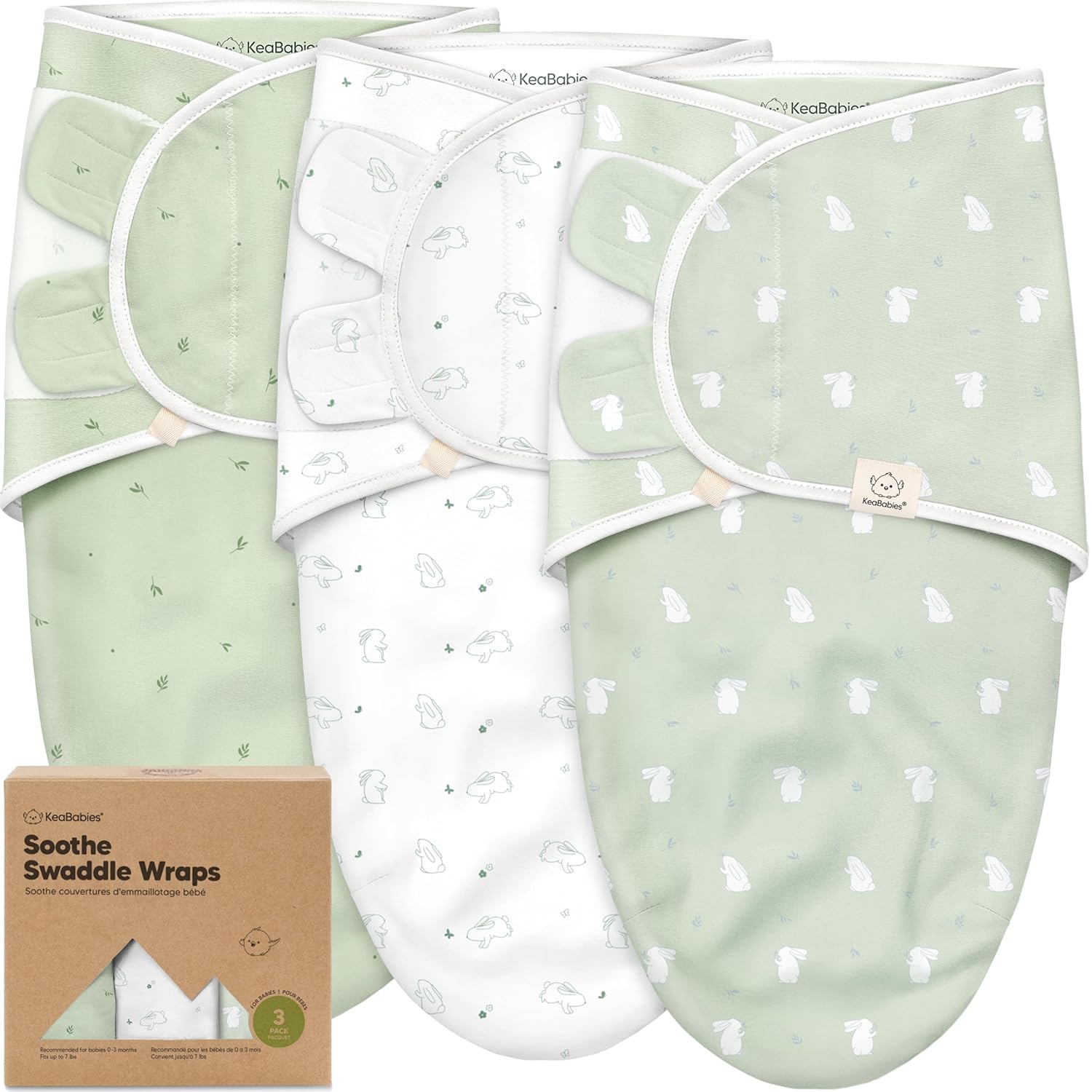 Skiennix Organic Baby Swaddle Sleep Sacks - Soft & Snug for Newborns 0-3 Months | 3-Pack (Bunnies, XS)