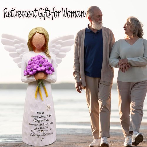 AUKEST Retirement Gift for Women - 5.1” Purple Angel Figurine | Perfect Going Away Party Decoration
