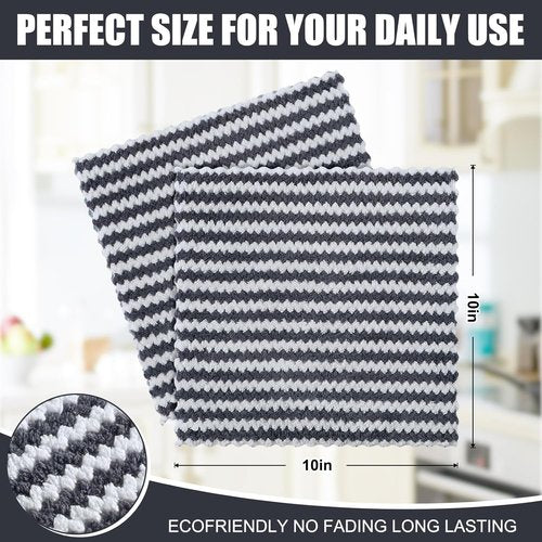 Homaxy Ultra Soft Microfiber Dish Towels - 12 Pack Reusable, Fast Drying, No-Lint Design | Dark Grey, 10 x 10 Inches