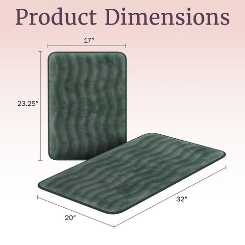 Lavish Home Bathroom Rug Set- 2-Piece Memory Foam Bath Mats-Wavy Microfiber Top-Non-Slip Absorbent Runner for Shower, Tub, Sink, or Kitchen (Green)