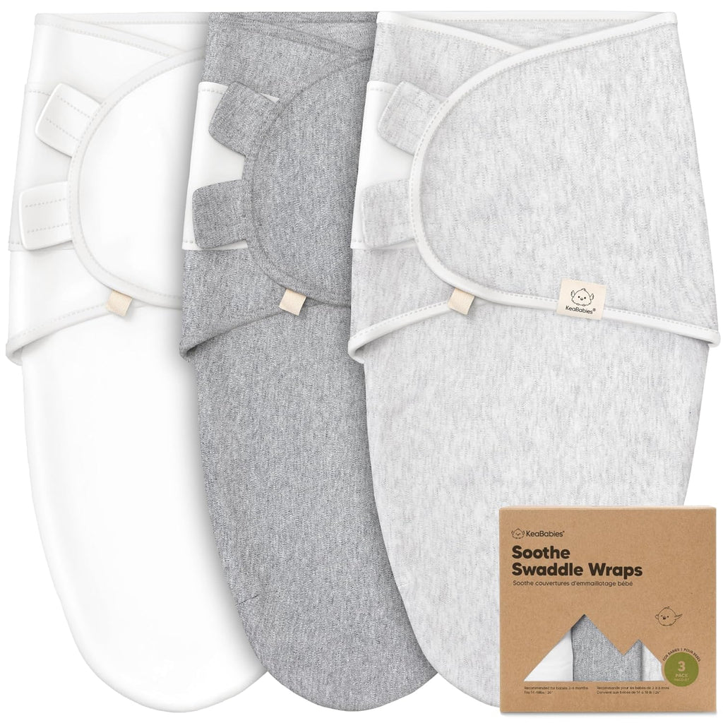 Skiennix Organic Baby Swaddle Sleep Sacks - Soft & Snug for Newborns 3-6 Months | 3-Pack (Cloud, L)
