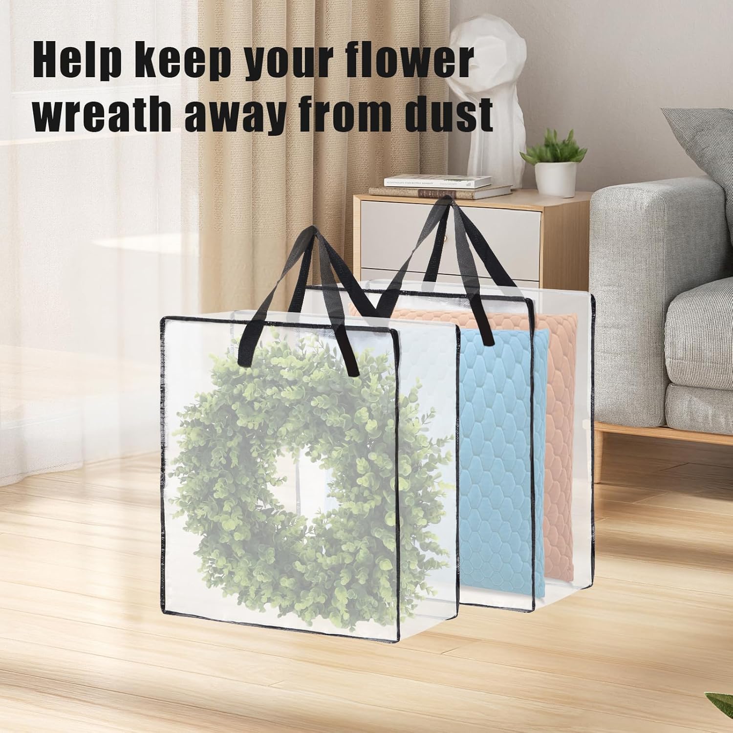Skiennix Wreath Storage Bag - 26 Inch, 95L Container for Seasonal Decorations & Bedding