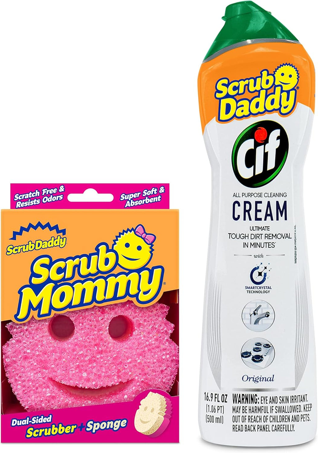 Scrub Daddy Scrub Mommy | All-Purpose Cleaner with Cif Cream - Non-Scratch Sponge for Kitchen & Bathroom Cleaning