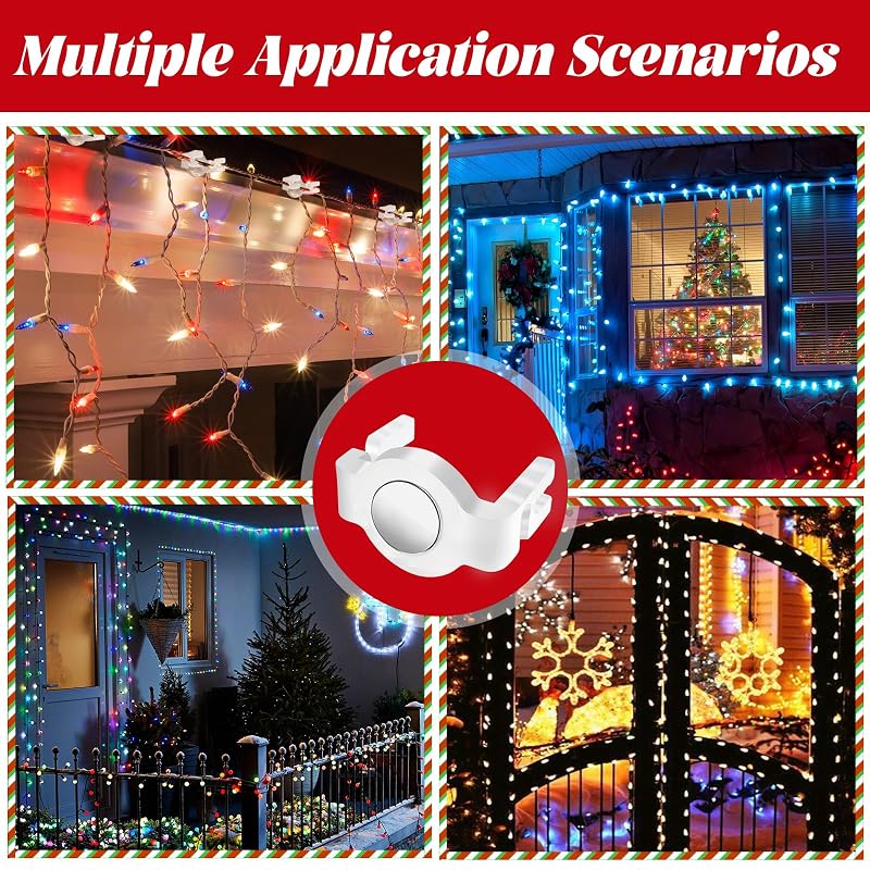 100 Pack Magnetic Christmas Light Clips - Round Clear Variation: 100