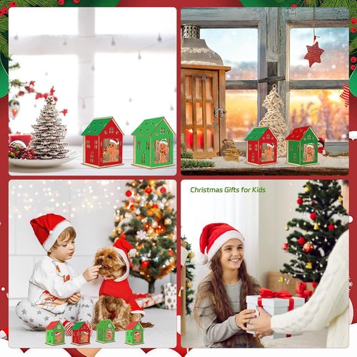 Fennoral 14-Pack Wooden Gingerbread House Craft Kit - DIY 3D Gingerbread Man for Kids | Christmas Party Decor