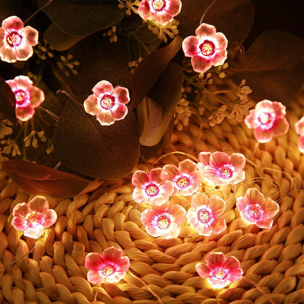 Mudder Cherry Blossom String Lights - 13 FT, 40 LEDs, USB & Battery Operated, Pink Fairy Lights for Indoor/Outdoor Decor