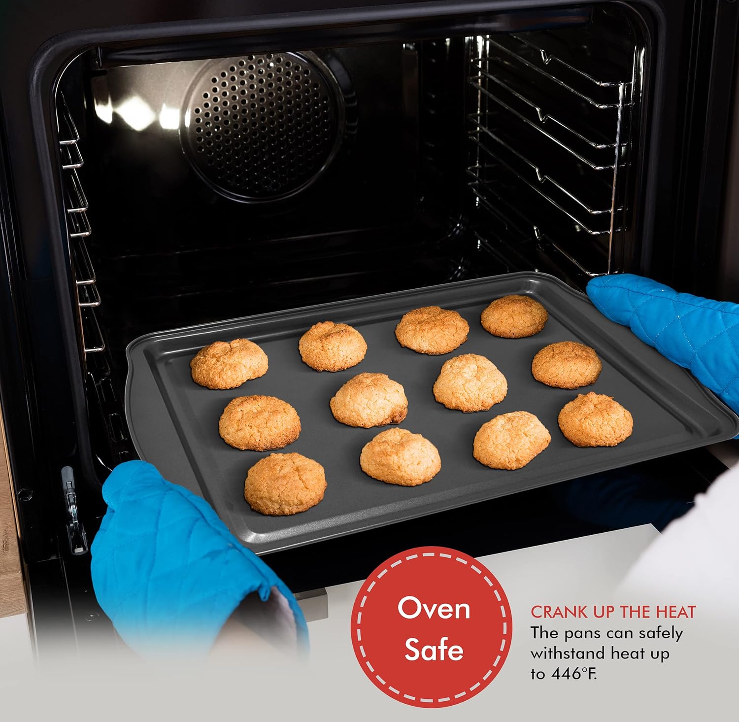 Perlli Non-Stick Baking Sheets - 3-Piece Carbon Steel Set (Small, Medium & Large) | BPA-Free Cookie Trays
