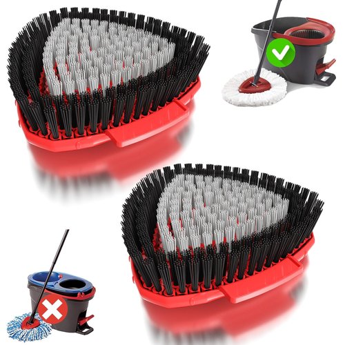 SuperAbound 2 Pack Upgraded Spin Mop Replacement Scrub Brush Heads Compatible with Ocedar EasyWring 1 Tank,Full Bristle Scrubber Replace Great for Kitchen, Bathroom, Pools,Deck Hard Floor Cleaning