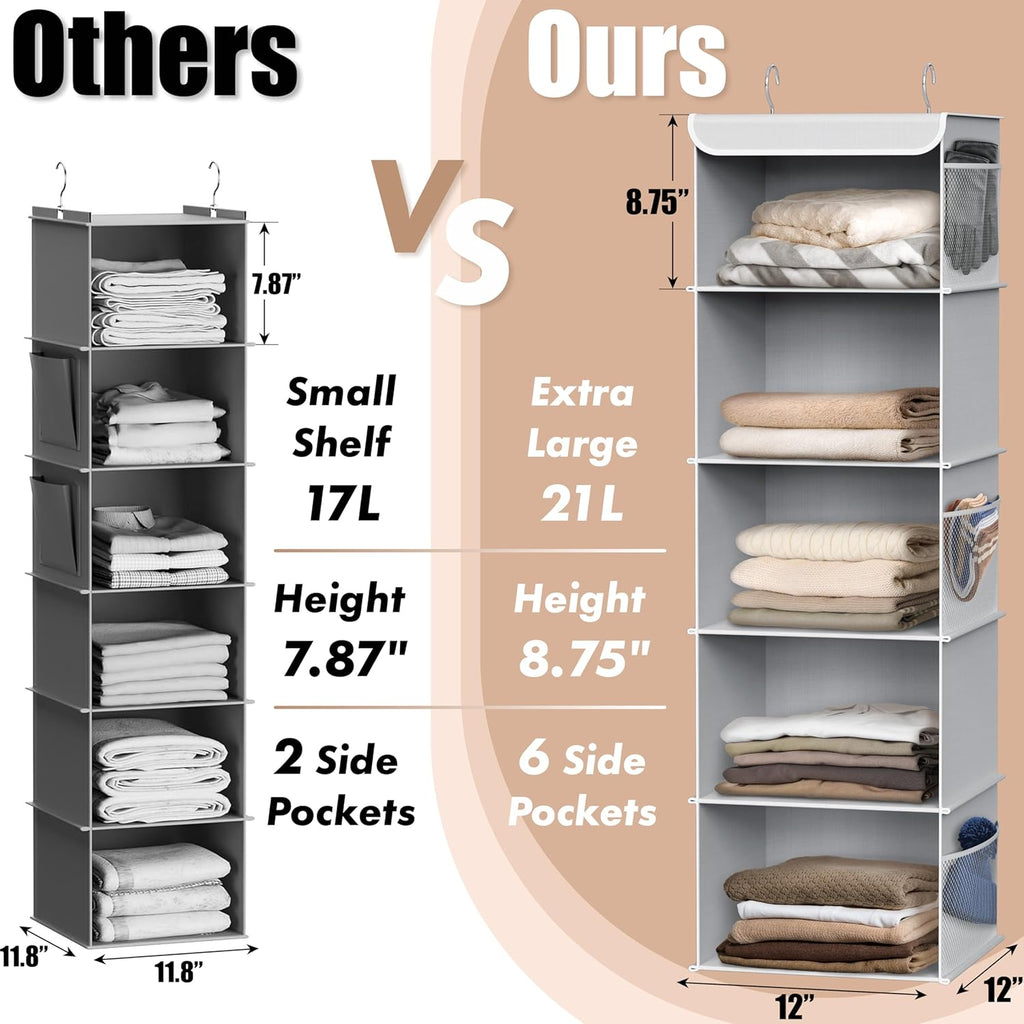 Simple Houseware 5-Shelf Closet Organizer - Space-Saving Gray Storage Solution