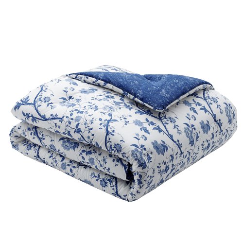 Laura Ashley Home - Twin Duvet Cover Set, Reversible Cotton Bedding with Matching Shams, Stylish Home Decor for All Seasons (Elise Medium Blue, Twin)