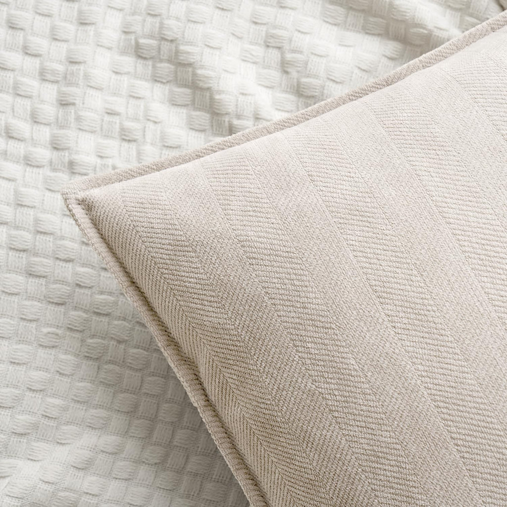 MIULEE Pack of 2 Cream Beige Decorative Pillow Covers 20x20 Inch Soft Chenille Luxurious Couch Throw Pillows Farmhouse Cushion Covers with Elegant Design for Sofa Bedroom Living Room Summer Decor