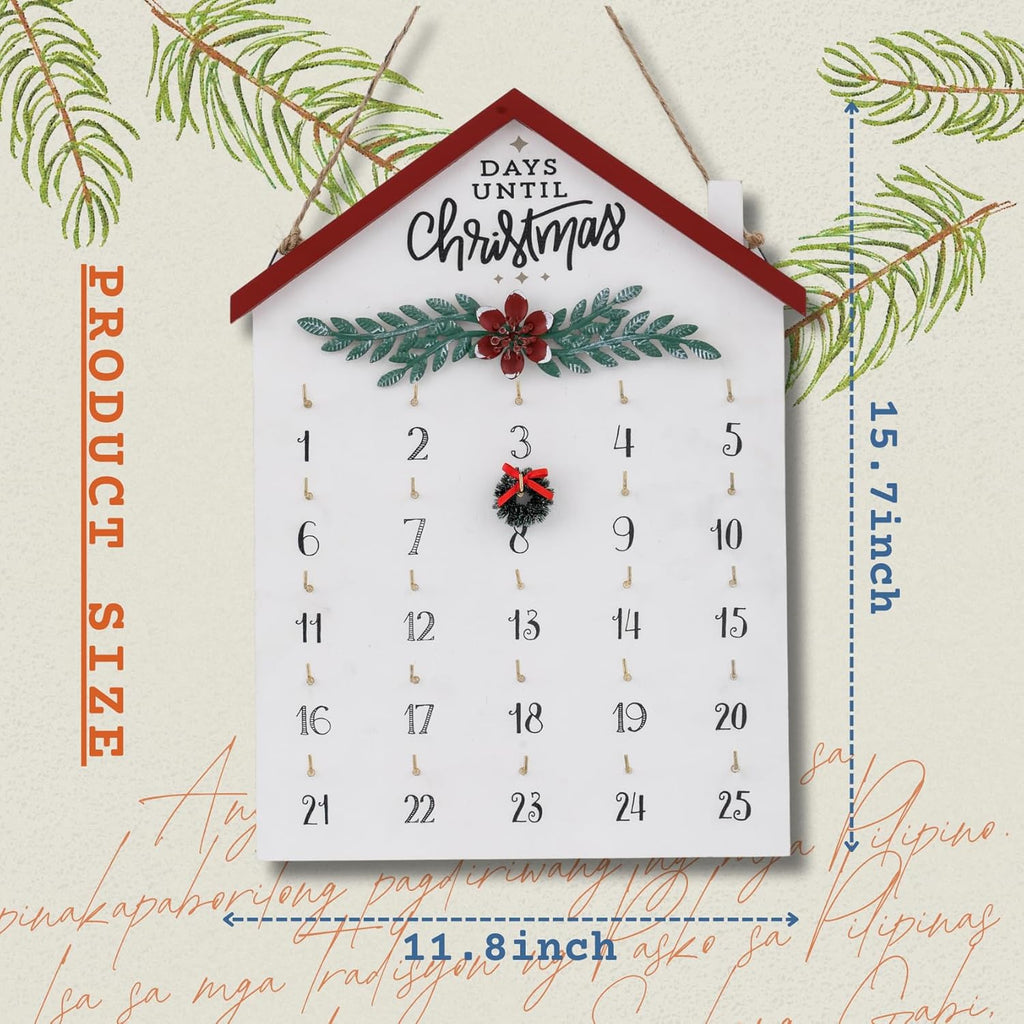 Regine Switzerland Christmas Countdown Calendar - 25 Days Advent Decor | Rustic Wooden Wall Hanging