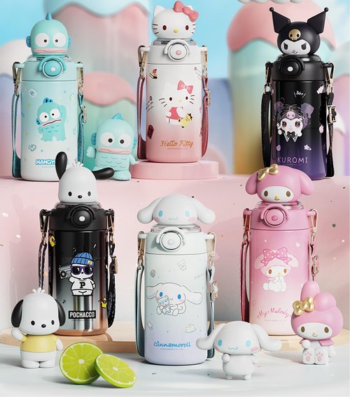 Many Rainbows Cinnamoroll White Stainless Steel Insulated Water Bottle (Straw) with Strap 600ml